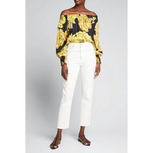 Kobi Halperin Noami Blouse Women's Smocked‎ Neck Floral Print Long Sleeve Small